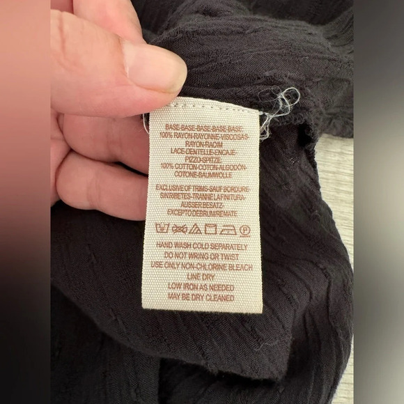 Free People The Best Button Front Blouse Black Crochet Oversized Boho Size XS - Picture 8 of 9